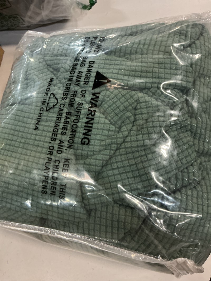 Condition photo showing Good Condition for kekuou stretch sofa cover slipcover ?couch covers for 3 cushion couch sofa pet friendly (78"-94") furniture protector sofa with elastic bottom for kids,dog, jacquard small checked(large,greyish green) greyish green large