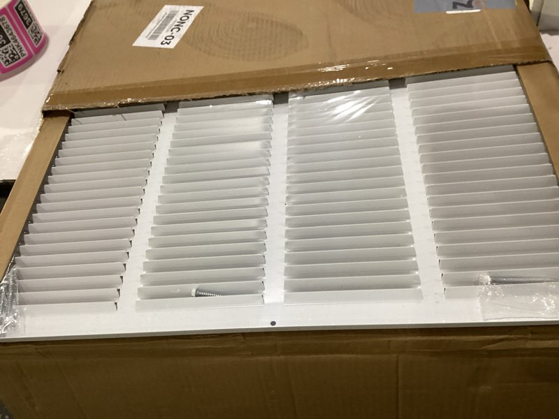 Condition photo showing New/Like New for 20x20 return air grille (duct opening size), air return vent cover, ac vent cover, cold air return vent cover, flat return air grilles, outer dimensions:21.75"w x 21.75"h (20"w x 20"h, duct opening)