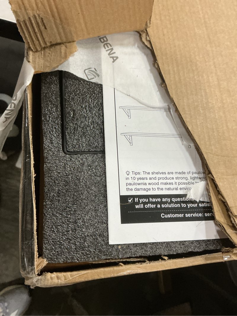 Condition photo showing New/Like New for Forbena 48 Inches Long Floating Book Shelves for Wall Set of 3, Black Wall Bookshelves for Living Room, Large Heavy Duty Wood Wall Mounted Hanging Bookshelf for Bedroom Office Library Classroom Rustic Black