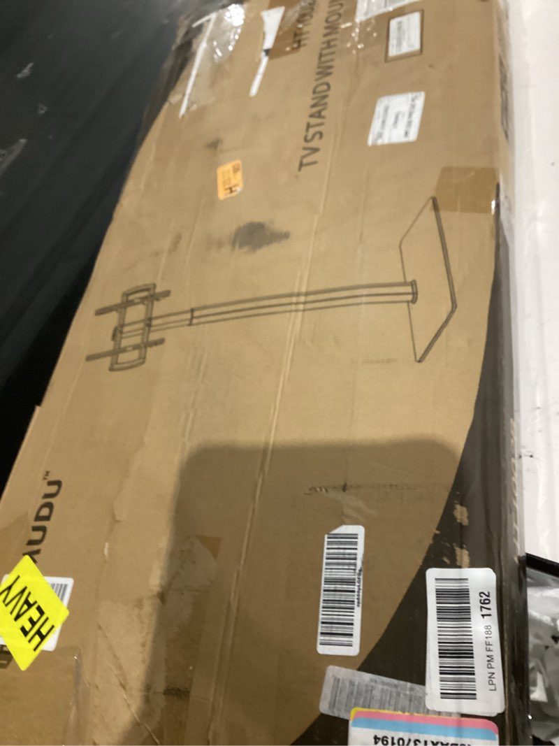 Condition photo showing As Is for Universal Floor TV Stand with Mount 80 Degree Swivel Height Adjustable and Space Saving Design for Most 27 to 65 inch LCD, LED OLED TVs, Perfect for Corner & Bedroom HT1002B 27"-55" SWIVEL FLOOR TV STAND WITH MOUNT