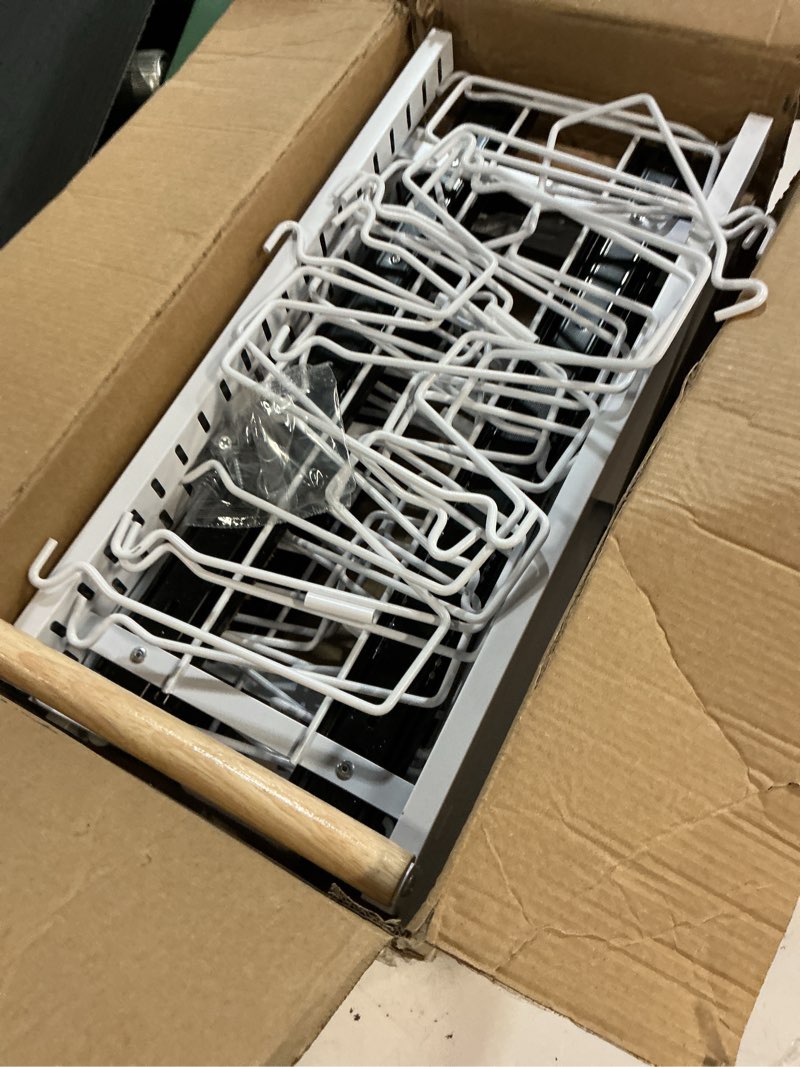 Condition photo showing Good Condition for 2 pack pull out pots and pans organizer under cabinet, 22" deep expandable pot lid organizer and storage with 10 adjustable dividers adhesive pot and pan holder rack with handle bracket(white) b-model white-2 pack