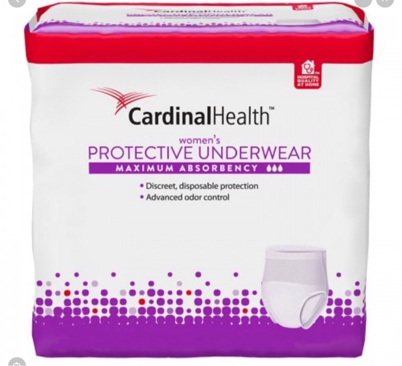 cardinal health™ women's protective underwear, sure care™ super, maximum absorbency, white, large, case of 72 large case of 72