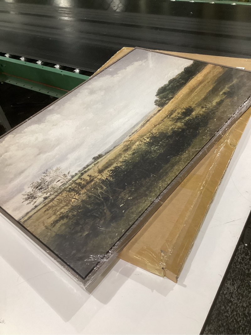 Condition photo showing Good Condition for framed landscape wall art for living room, vintage farmhouse countryside artwork for walls, large retro rustic nature canvas paintings prints for bedroom kitchen office fireplace wall decor, 24x36 in 36"l x 24"w grassland