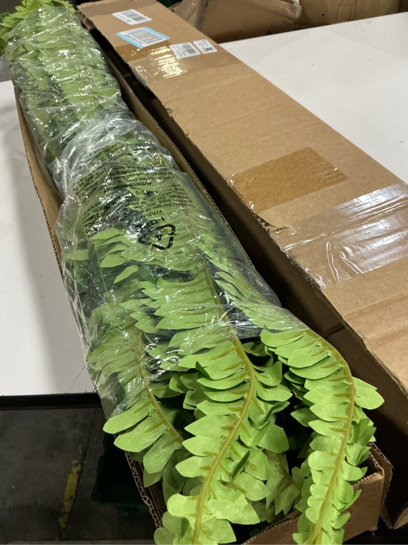 Condition photo showing New/Like New for dkaltm artificial boston fern bush- set of 2 large artificial ferns for outdoors, 45inch large faux ferns, suitable for office & living room decor, 55branches for each bouquet 2 pcs 45"- 55 leaves