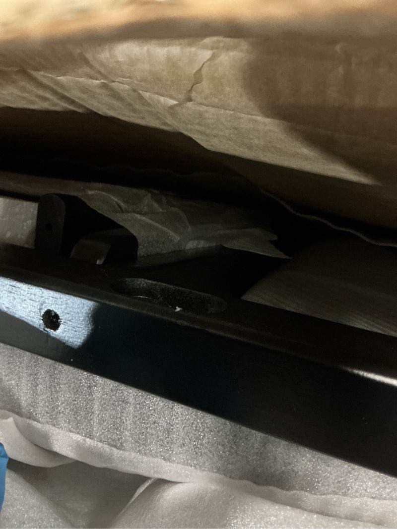 Condition photo showing Good Condition for Wooden Oversized Porch Rocker Chair, Outdoor Patio Rocker with High Back and Armrest, All Weather Slatted for Backyard, Garden, 400 lbs Support, Black Black 1 pack