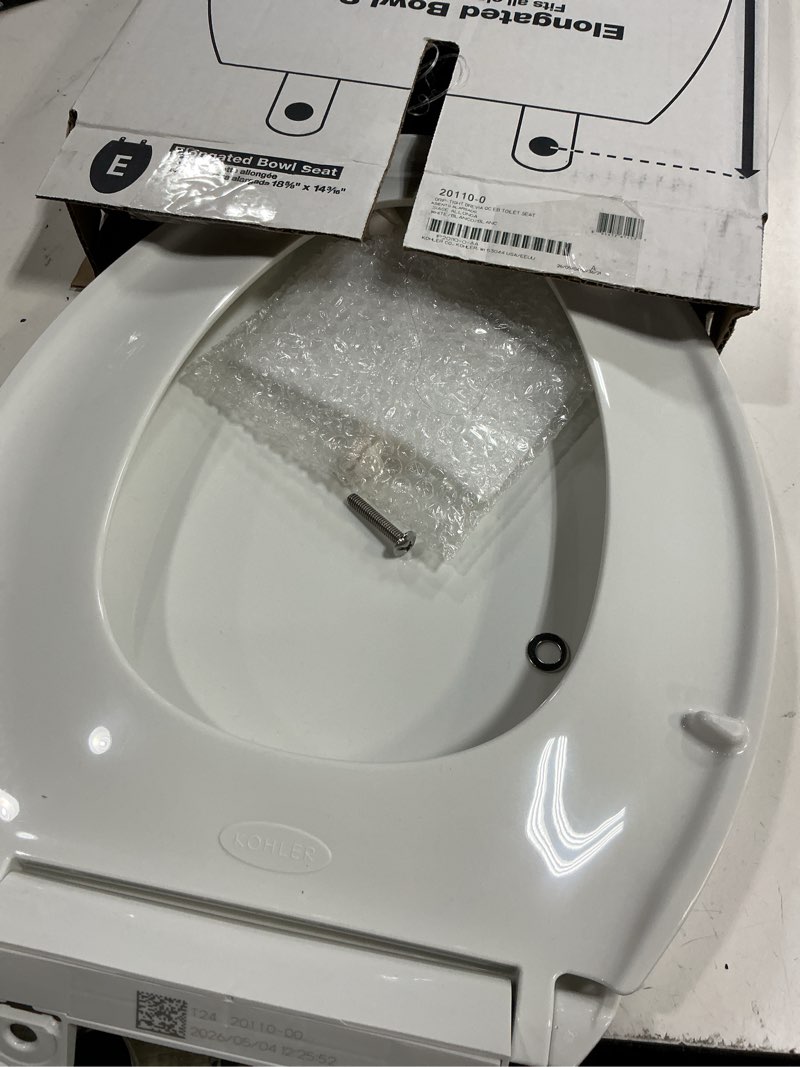 Condition photo showing Good Condition for kohler 20110-0 brevia, slow close toilet seat, elongated toilet seat, grip-tight bumpers quick-attach hardware, white white elongated quiet-close