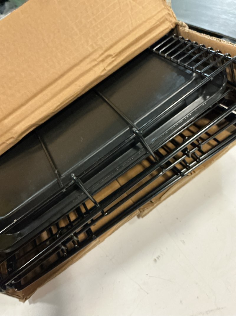 Condition photo showing Good Condition for Amazon Basics Durable,Foldable Metal Wire Dog Crate with Tray, Double Door, Divider, 22 x 13 x 16 in, Black 22.0"L x 13.0"W x 16.0"H Double Door w/ Divider
