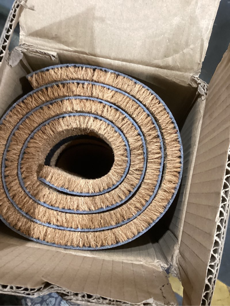 kempf black border coco coir doormat, 24" x 72", non-slip backing, heavy duty natural fiber front door welcome entrance mat, low clearance, outdoor indoor black 6' x 2' (rectangular)