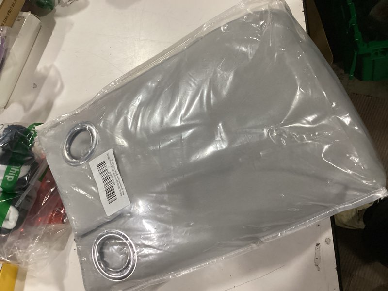 Condition photo showing New/Like New for Yakamok 100% Blackout Window Curtain Panels, Heat and Full Light Blocking Drapes with Black Liner for Nursery,Thermal Insulated Draperies (Light Grey, 2 Pieces, 52Wx96L)