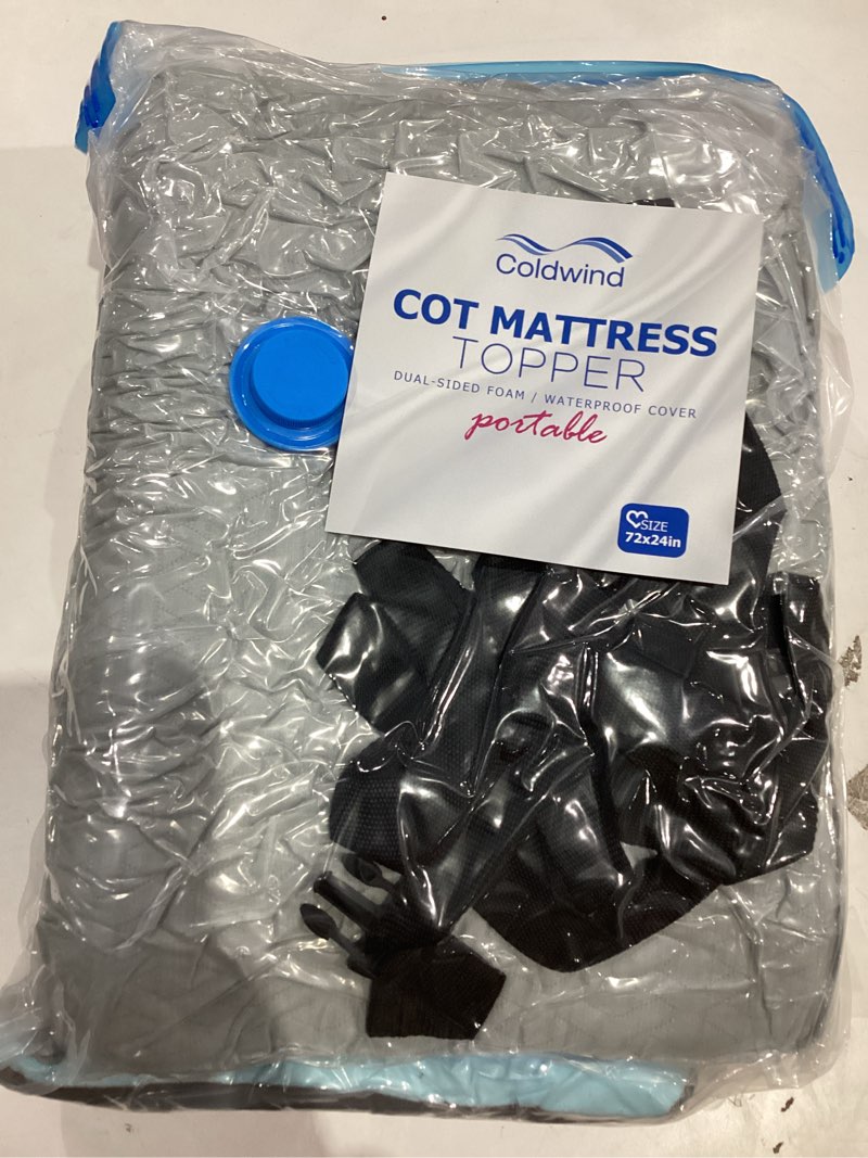 Condition photo showing New/Like New for memory foam camping mattress pad 3 inch thick, portable sleeping pad with waterproof cover, portable roll up cot mattress pad floor mat for travel truck bed tent gray cot:72*24*3