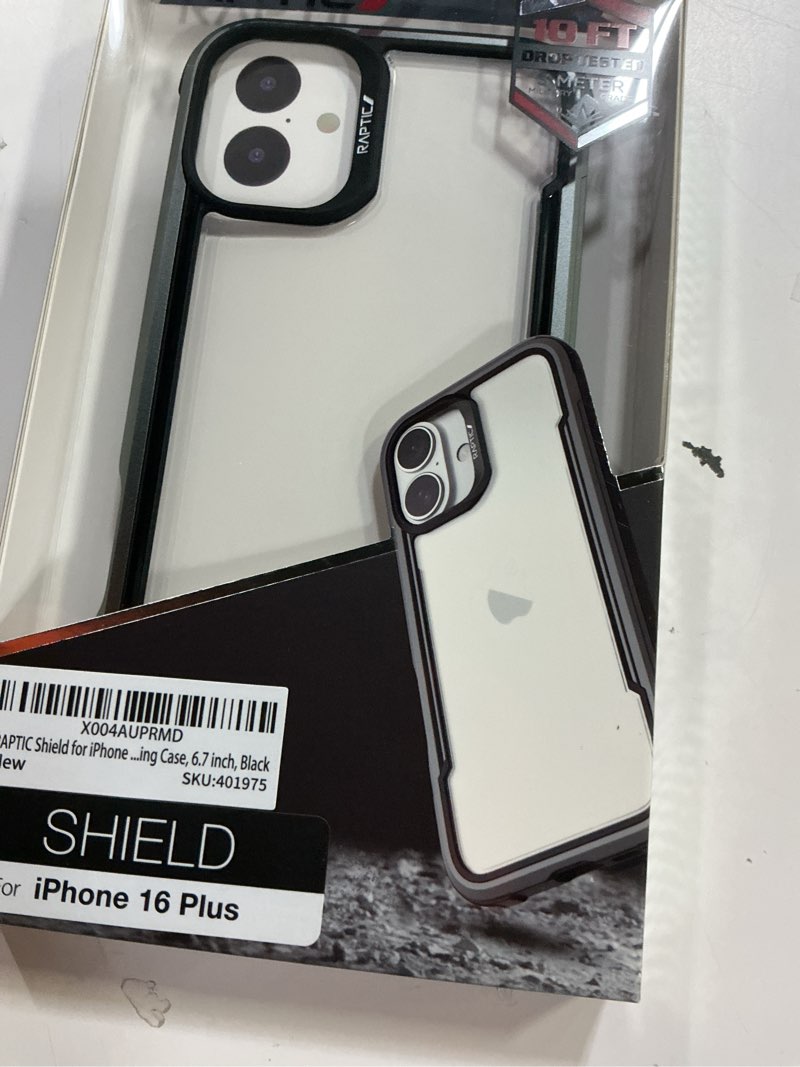 Condition photo showing New/Like New for raptic shield for iphone 16 plus case, [for 2024 capture button shockproof protective clear case], military grade 13ft drop tested, durable aluminum frame, anti-yellowing case, 6.7 inch, black iphone 16 plus black/grey