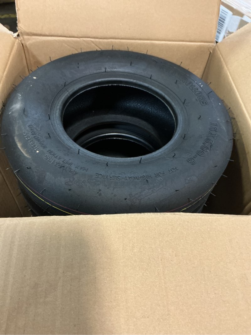 Condition photo showing Good Condition for maxrollors (2 pack) 13x5.00-6 lawn mower tires tubeless, replacement 13x5-6 zero turn riding mower tire smooth,4-ply 13x5.00-6 smooth turf