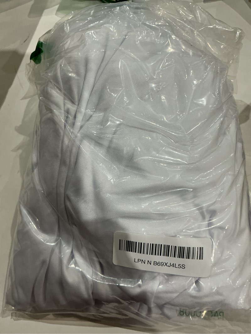 Condition photo showing New/Like New for 1-pack 24"x43" white round cocktail table skirts | stretch spandex fitted tablecloths | stain-resistant, wrinkle-resistant, and machine washable for bars, weddings, parties, and banquets white 24" (round)