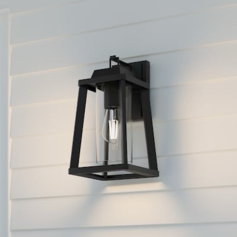  quoizel amsted 1 -light 13.13-in h matte black hardwired outdoor wall light