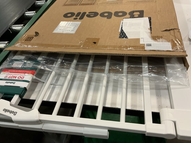 Condition photo showing Good Condition for babelio 26-40" pressure mounted baby gate for stairs, pressguard dog gate | triple-lock, pressure/wall mount no drilling, heavy duty, auto close, easy install for doorways/kitchens/hallway, white white 30"tall 26"-40" wide