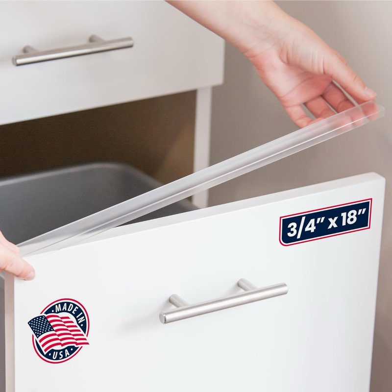 Cabinet Hero Slimline Cabinet Edge Protector - Prevents Chipping, Wear, Discoloration - Drawer Edge Guard, Bumper for Drawer - Easy Slip-On Installation - 3/4" Thick, 18" Length, Clear, Pack of 4