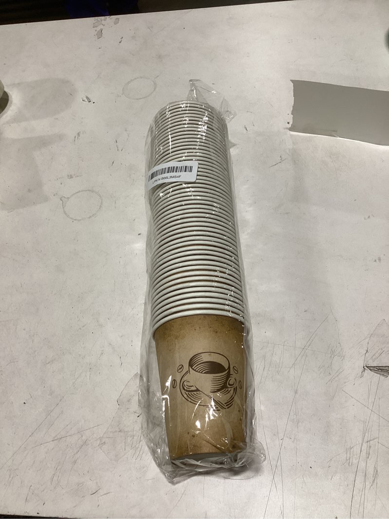 Condition photo showing New/Like New for 300 Pack 12oz Paper Coffee Cups, Hot/Cold Beverage 12oz Disposable Coffee Cups, Retro Design, Leak-Proof, Hot or Cold Drink, Cocoa, Chocolate, Coffee Bar Supplies 12oz-300