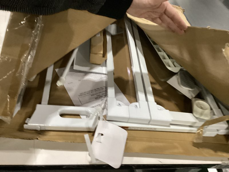 Condition photo showing As Is for Clear Baby Safety Gate for Stairs,29"-48" Wide, 30" Tall Pressure Mounted Acrylic Pet Gate, Easy Walk Through Auto Close Child Gate for Doorways and House,29.52-47.24" white 29.52-47.24"