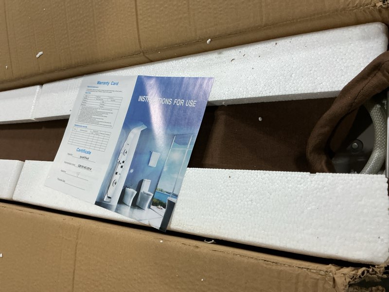 Condition photo showing Good Condition for shower panel tower system 5-in-1 shower panel tower with powerful body massage, rainfall, waterfall,handheld and tub spout, stainless steel shower column - brushed black lsh-8001 brushed black