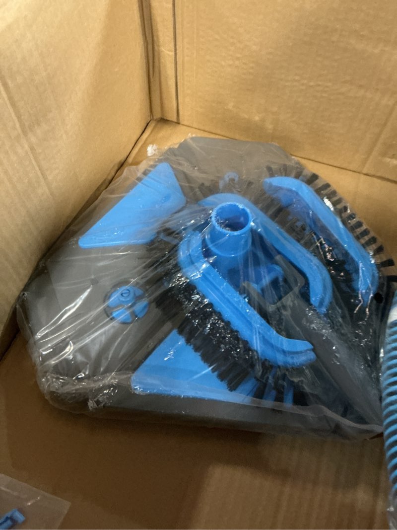 Condition photo showing New/Like New for professional pool vacuum head and hose, 360° swivel cuff 1-1/2" x 30 ft heavy duty flexible vacuum hoses, weighted manual triangular head with bottom brush for inground & above ground pool(no pole) 30ft hoses blue