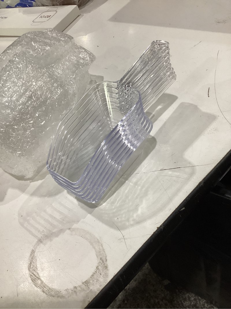 Condition photo showing Good Condition for hestya 8 pcs multi purpose clear plastic scoops for candy buffet acrylic kitchen ice food popcorn scoops for protein powders, ice cream, coffee, tea jar (6.7 inch)