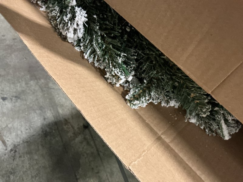 Condition photo showing Good Condition for flocked christmas wreath with lights,24 inch artificial pre-lit christmas wreaths for front door, porch, entryway, outdoor holiday decorations, with snow flocked snow flocked 24 inch