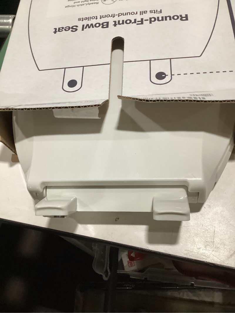 Condition photo showing As Is for **no hardware**kohler 4639-rl-0 cachet readylatch round toilet seat soft close, white white round ready latch