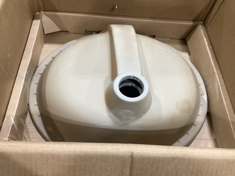 Condition photo showing As Is for aquasource white undermount oval bathroom sink with overflow drain (19.2-in x 16.3-in)