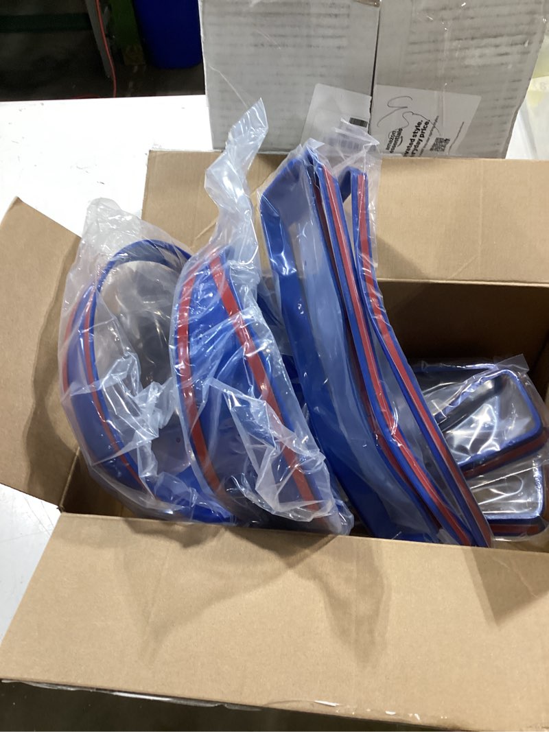Condition photo showing Good Condition for jecar blue front grille inserts & headlight trim rings compatible with 2018-2022 jeep wrangler jl, please compare grille and headlight structure with listing images before purchase navy blue