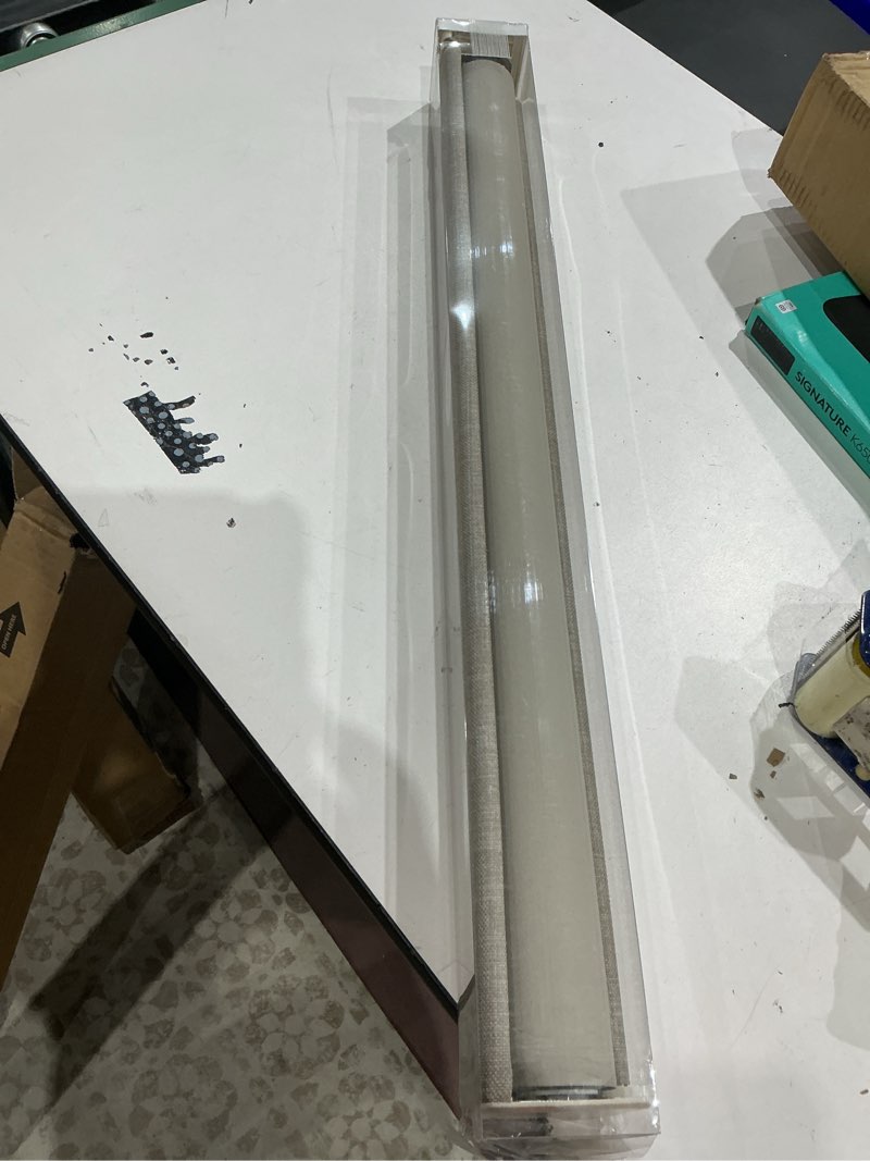 Condition photo showing As Is for persilux light filtering roller shades for window blinds,cordless,linen fabric,thermal insulated fabric uv protection shades for home,office,bedroom,door,light filtering-grey,33 1/2" w x 72" h 33 1/2"w x 72"h light filtering-grey