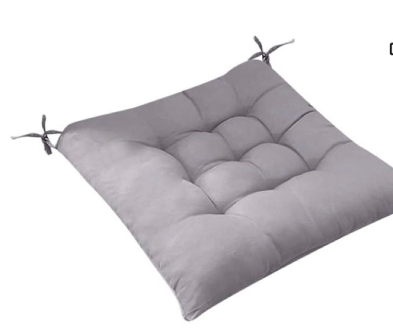 Square Chair Seat Pad 15x15 Inches Home Decor, Seat Cushion with Rope, Super Soft Thick Chair Cushions for Dining Room, Comfortable Plush Floor Cushions for Patio Sofa Chairs Cover (Grey)