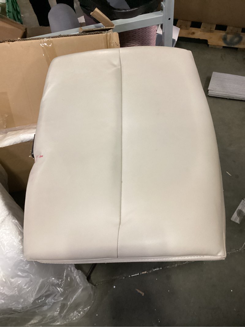 Condition photo showing As Is for Criss Cross Chair with Wheels, Ergonomic Armless Swivel Comfy Vanity Seat, Wide Back Support and Adjustable Height for Home Office Bedroom Computer Gaming Makeup, Beige Leather