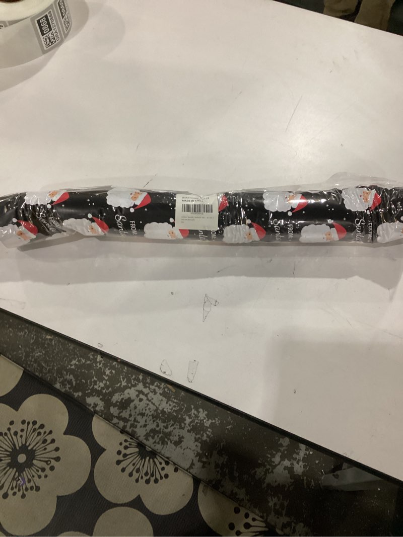 Condition photo showing As Is for LeZakaa Reversible Christmas Wrapping Paper - Jumbo Roll - Santa Claus & Red and White Stripe - 24 i
