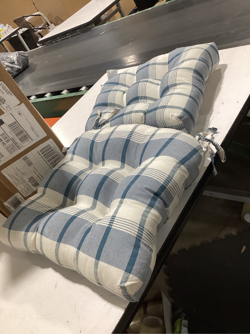 Condition photo showing Good Condition for chair cushions with ties, seat mat for restaurant kitchen, non-slip, washable vintage plaid chair cushions, 40x40cm,blue,2pc