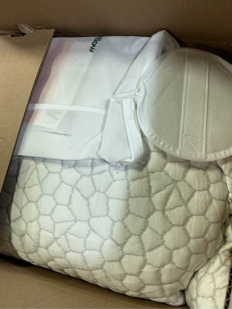 Condition photo showing As Is for SUPA MODERN Cooling Bed Pillows for Sleeping 1 Pack Shredded Memory Foam Pillows Adjustable Cool Pillow for Side Back Stomach Sleepers Luxury Gel Pillows Standard Size with Washable Removable Cover Standard (1 Count) Original White (Cooling)