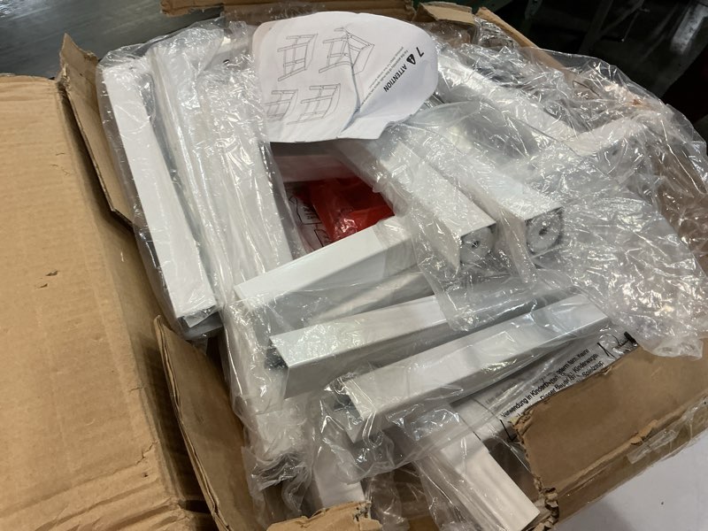 Condition photo showing As Is for HOOBRO Bar Stools, Set of 2 Bar Chairs, 23.6 Inch Saddle Stools, Kitchen Counter Seat with Footrests, Industrial Barstools for Dining Room, Kitchen, Counter, Bar, White WW02MD01