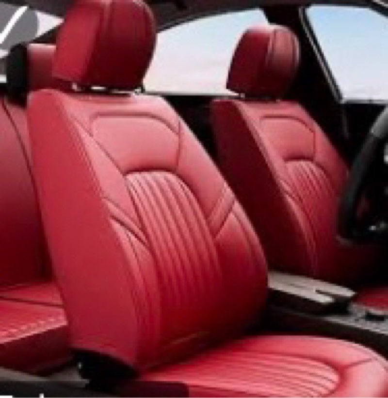 FEELON 2PCS LB Car Seat Covers Front Bottom Seat Cushion Covers, Waterproof Nappa Leather, Anti-Slip Red