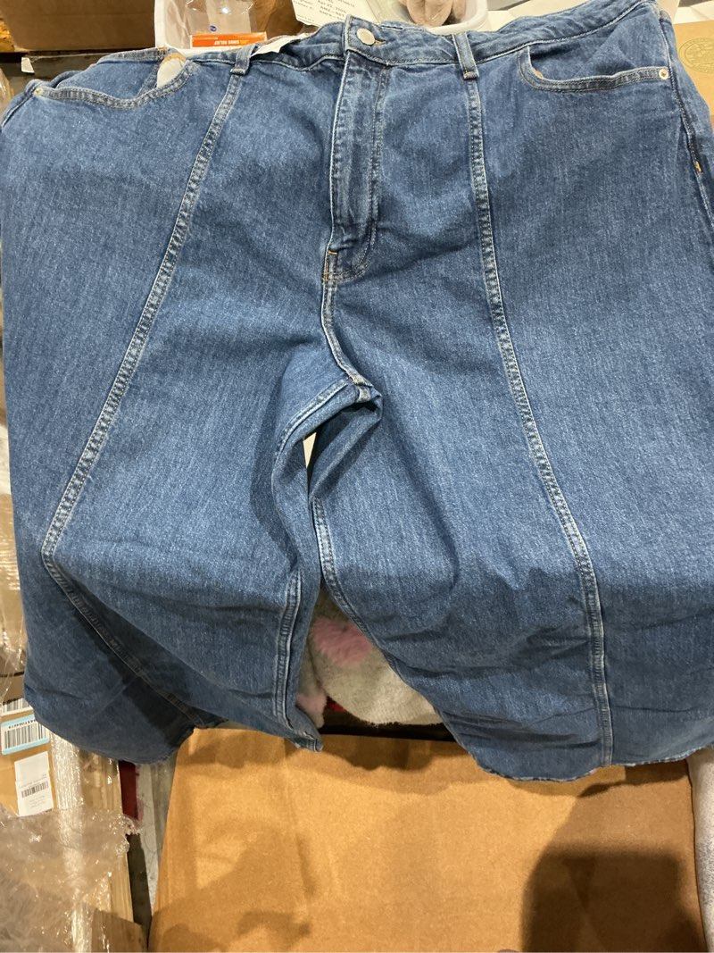 Condition photo showing As Is for the drop women's frida relaxed-fit jeans 34 medium indigo