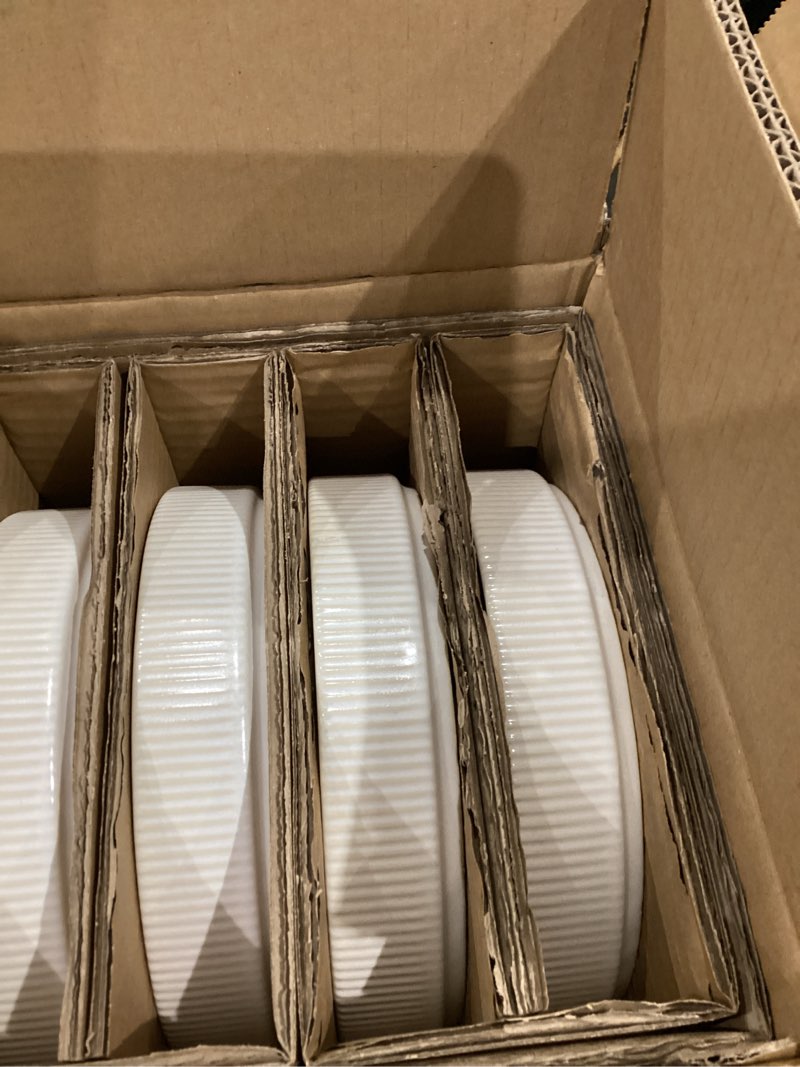 Condition photo showing Good Condition for famiware star 8.25" pasta bowls, large dinner bowls set of 8, salad bowl plates, double reactive glaze, shallow bowls for eating, matte white white - full glaze matte 8 pcs