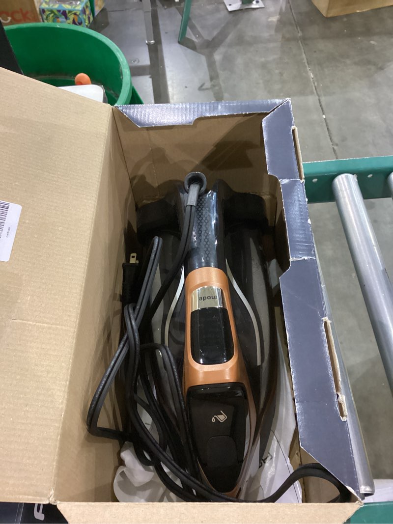 Condition photo showing As Is for Rowenta Iron, Steam Force Pro Steam Iron for Clothes 1850 watts, 5 presets Smart Screen, Stainless Steel Soleplate, High-Efficiency Handheld Ironing, Black Copper, DW9580