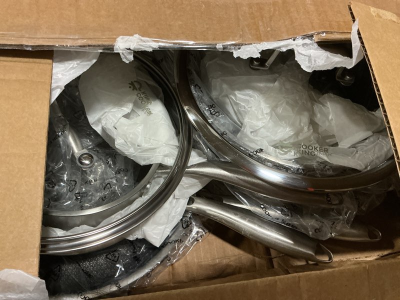 Condition photo showing Good Condition for cooker king stainless steel cookware set, pots and pans set with lids, frying pans, saucepan, saute pan & stock pot, non stick, non toxic, induction, oven, dishwasher safe, pfoa free 8