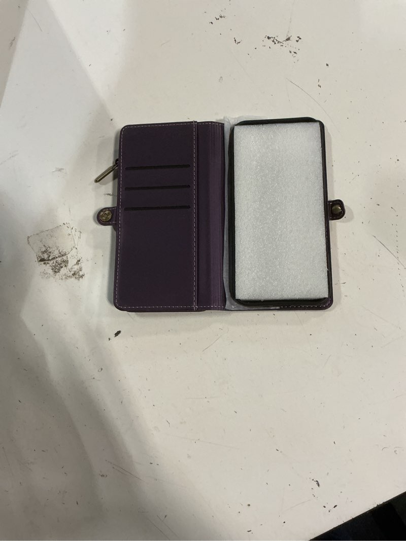 Condition photo showing Good Condition for defencase for iphone 17 air wallet case with rfid card holder, purple | durable soft pu leather, with zipper pocket, wrist strap, fashion snap flip phone cases cover with stand for women and men