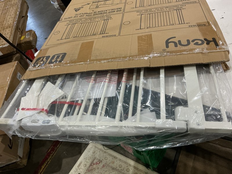 Condition photo showing Good Condition for keny 36" extra tall baby gate for doorways, fits openings 29.7" to 46" wide, auto close pressured mounted dog gate for stairs, no drilling easy install pet gate, white white 29.7-46"wide,36"tall