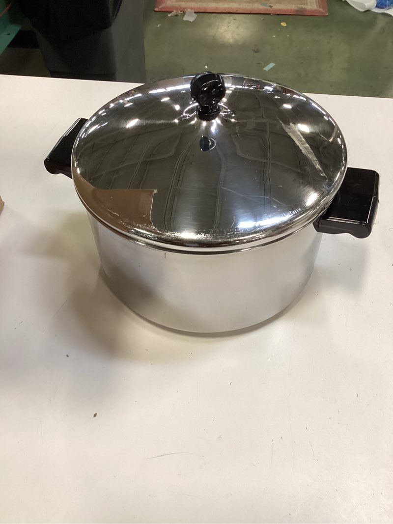 Condition photo showing As Is for Farberware Classic Stainless Steel 6-Quart Stockpot with Lid, Stainless Steel Pot with Lid, Silver Stockpot w/ Regular Lid (6 Quart) Stainless Steel