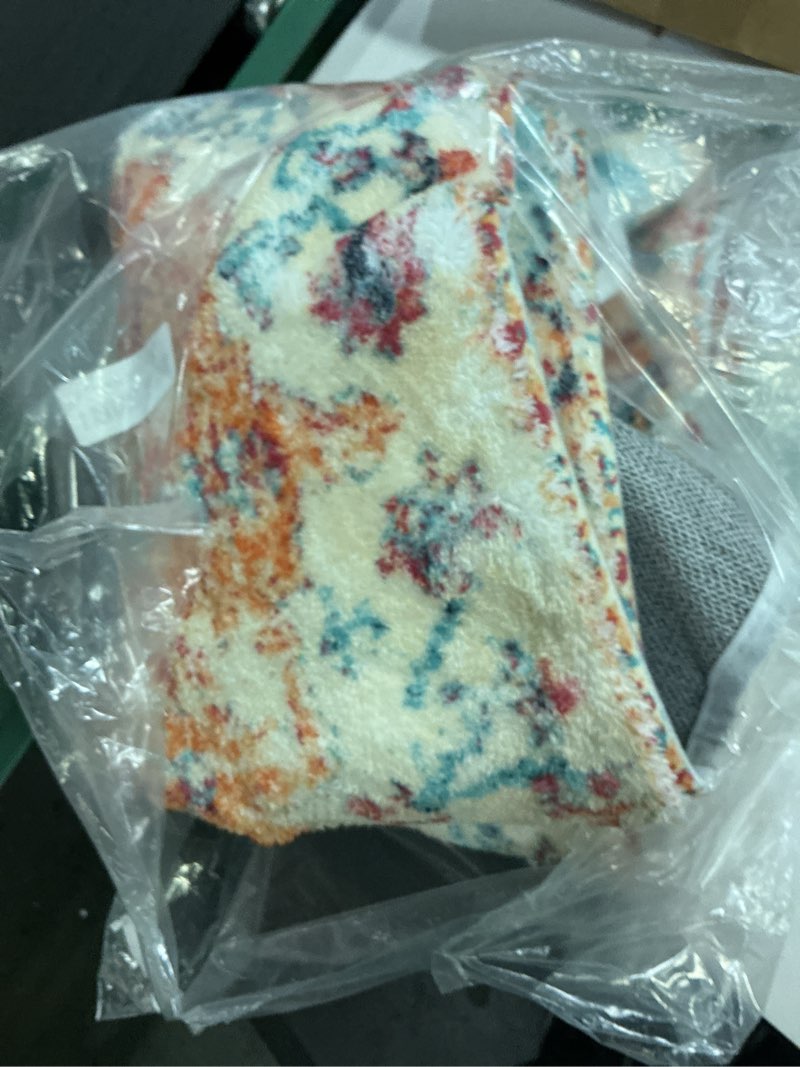 Condition photo showing As Is for lahome reine orange 6x9 area rugs boho washable area rug for bedroom,large area rugs for living room dining room,bohemian vintage non slip low pile indoor accent carpet for home office(6x9ft,orange) 6' x 9' (rectangular) orange/multi