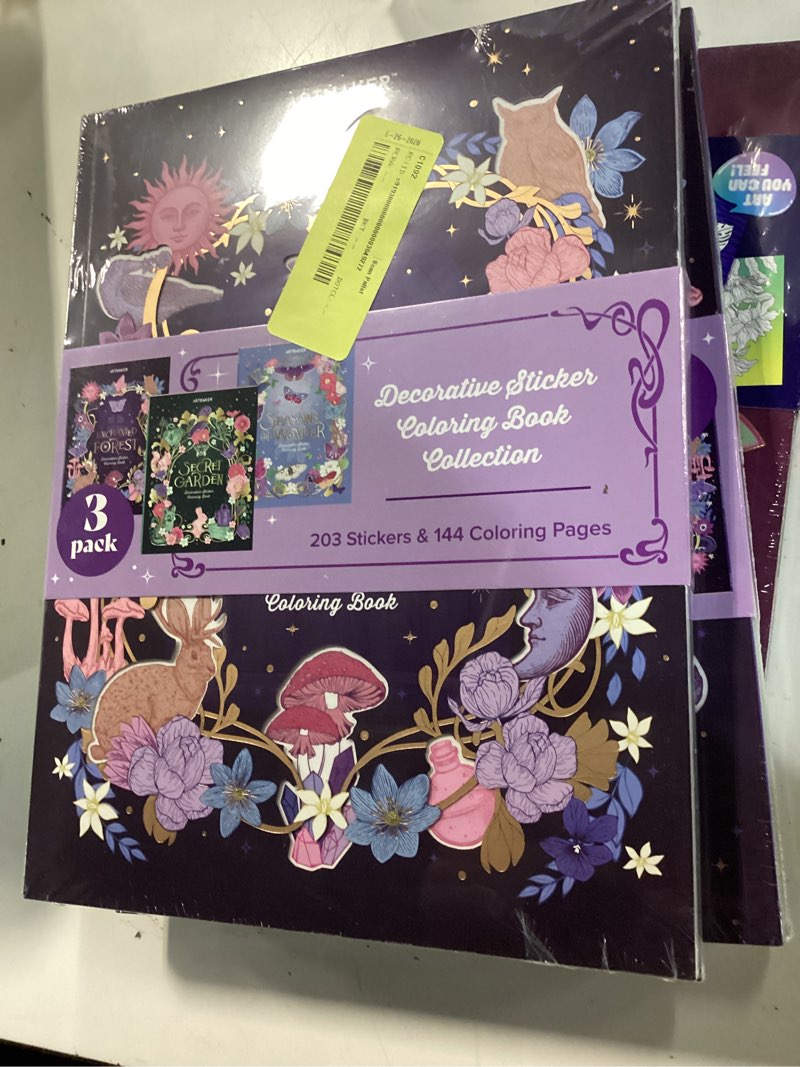 Condition photo showing New/Like New for art maker decorative sticker coloring book set - enchanted forest, secret garden, seasons of wonder