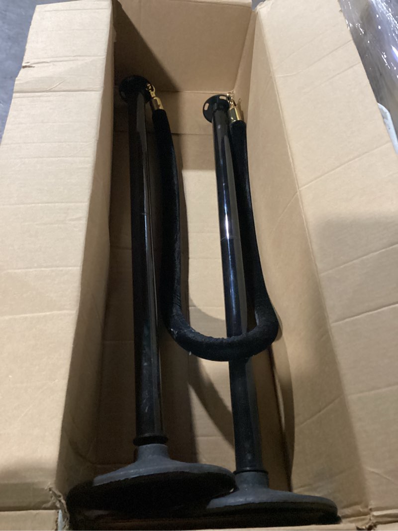 Condition photo showing Good Condition for VEVOR Crowd Control Stanchion Set, Stanchion Set with 6.6 ft/2 m Black Retractable Belt, Black Crowd Control Barrier w/Concrete and Solid Metal Base - Easy Connect Assembly (6) Concrete Metal Bottom Classic connector 6 Pcs