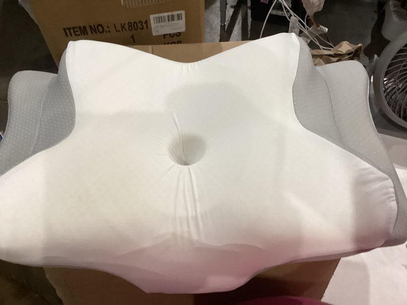 Condition photo showing As Is for ultra pain relief cooling pillow for neck support, adjustable cervical pillow cozy sleeping, odorless ergonomic contour memory foam pillows, orthopedic bed pillow for side back stomach sleeper