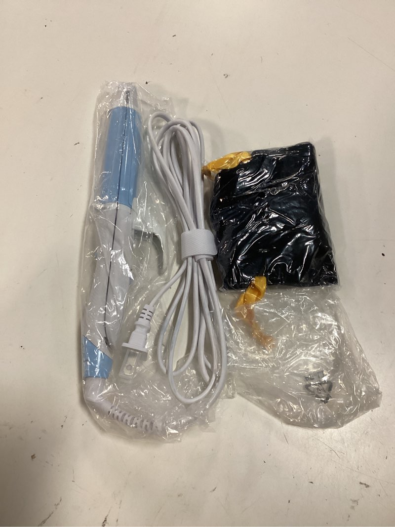Condition photo showing New/Like New for europe travel curling iron mini: dual voltage curling iron for traveling - mini travel curling irons 1 inch with us plug, blue 390? for fine/damaged short hair cornflower blue - 390? for fine/damaged hair only