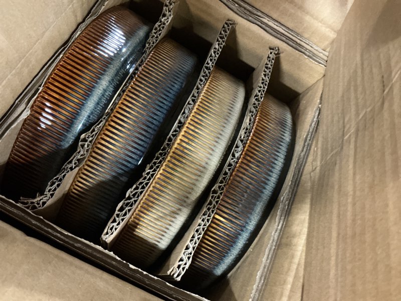 Condition photo showing Good Condition for theterra 7.5'' ceramic pasta bowls, salad bowls set of 4, stoneware serving bowls for fruits, noodle, dinner, house-warming wedding present, coca mocha coca mocha 7.5 inch